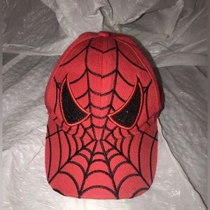 Spiderman Baseball Hat Red Black Eyes One Size Fits Most Kids